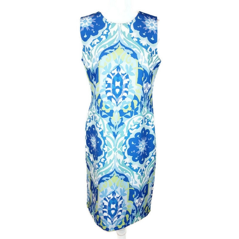 J. McLaughlin Belinda Blue Floral Sleeveless Sheath Dress sz 6